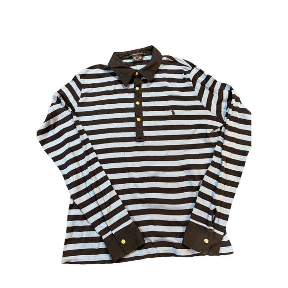 Ralph Lauren Sport Striped Rugby Polo Shirt Women’s L Made in USA 100% Cotton - Picture 2 of 11